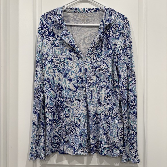 Lilly Pulitzer Other - Lilly‎ Pulitzer Womens Pajama Top Shirt 60 Animals Button Up Royal Purple Size M